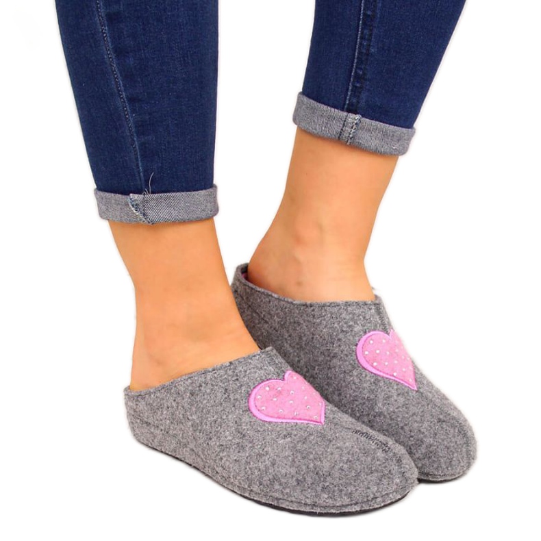 Chaussons coeur feutre Panto Fino W INT1634 gris rose Chaussons coeur feutre Panto Fino W INT1634 gris rose