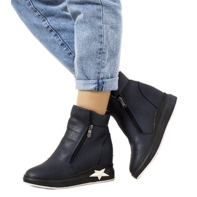 Boots femme bleu marine sur le coin Edmée