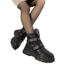 Bottes de neige noires avec fermeture Velcro Comforte