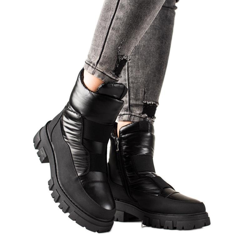 Weide Bottes de neige noires sur le curseur le noir Weide Bottes de neige noires sur le curseur le noir