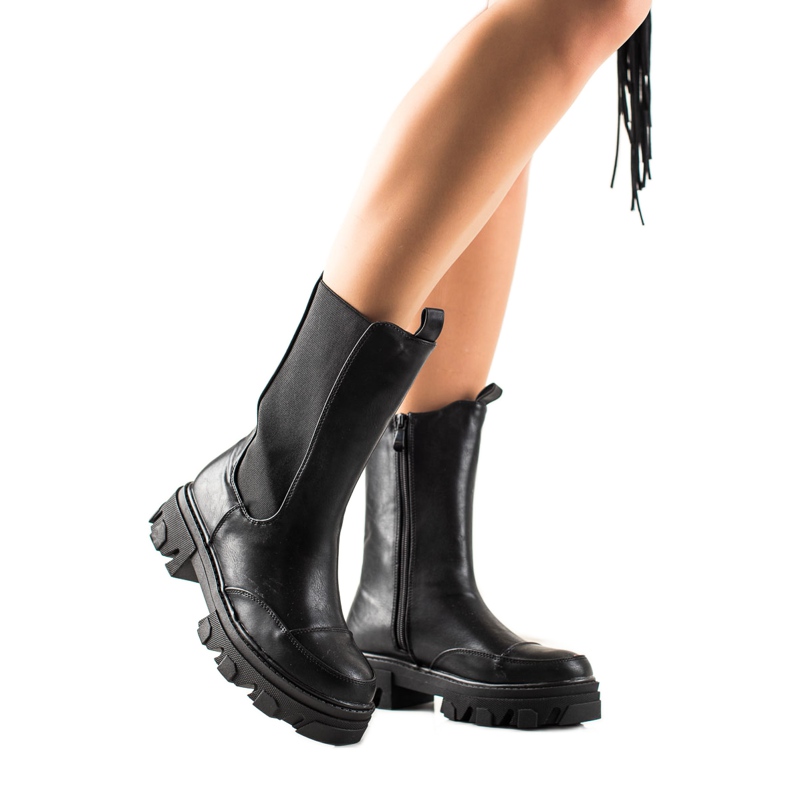Small Swan Bottes hautes sur la plate-forme le noir Small Swan Bottes hautes sur la plate-forme le noir