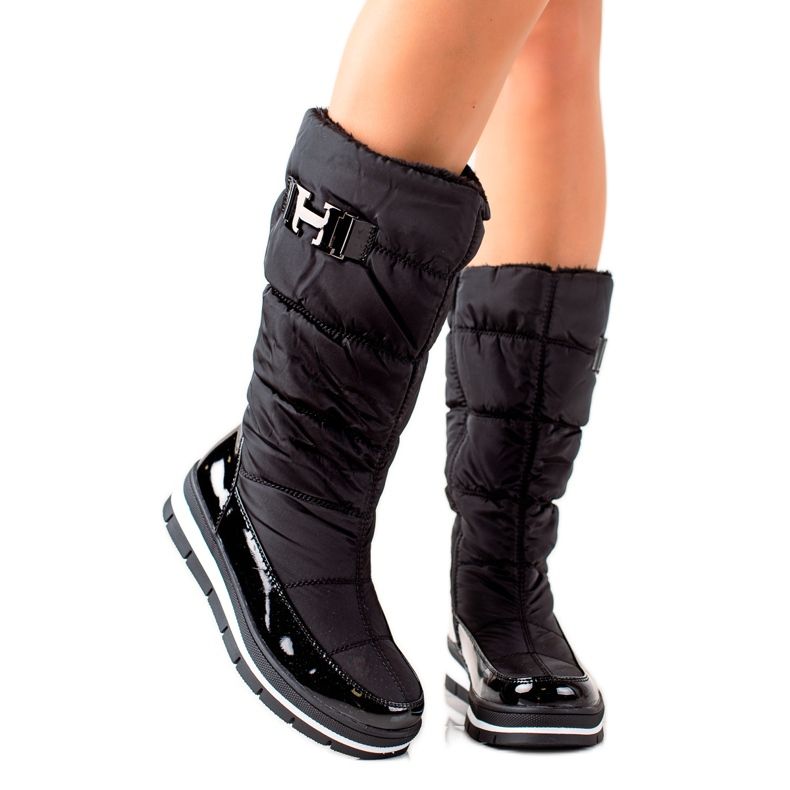 TRENDI Bottes de neige hautes noires le noir