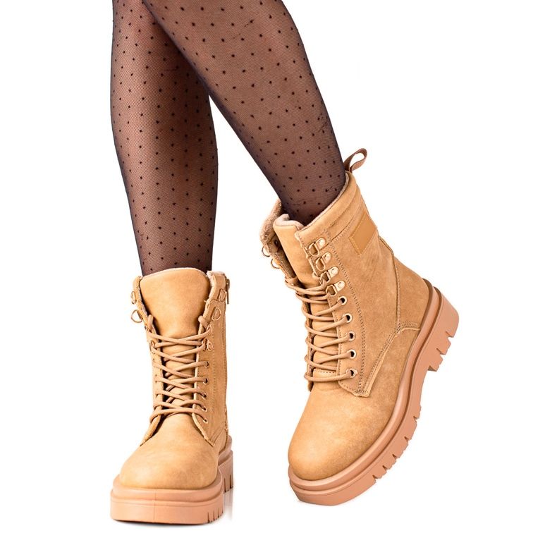 TRENDI Bottes de randonnée marron classiques beige TRENDI Bottes de randonnée marron classiques beige