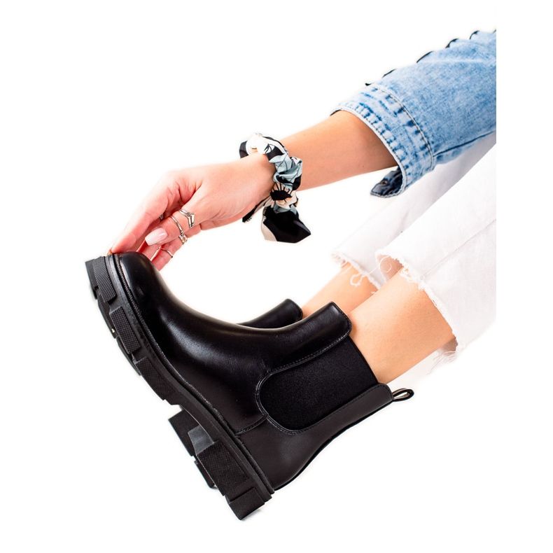 Ideal Shoes Bottines Chelsea chaudes le noir Ideal Shoes Bottines Chelsea chaudes le noir