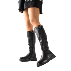 Evento Bottes noires confortables avec cuir écologique