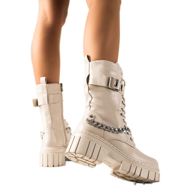 TRENDI Bottes Avec Chaîne beige