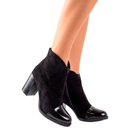 TRENDI Boots en daim avec empiècement verni le noir