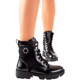 TRENDI Bottes à lacets noires