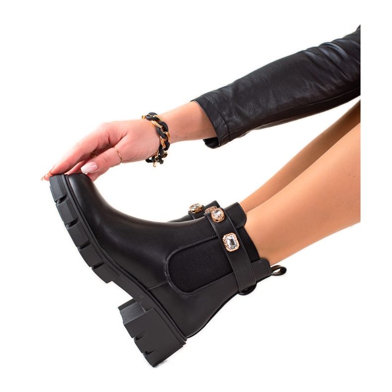 Gogo Bottes avec des cristaux le noir