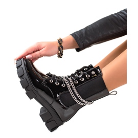 TRENDI Ouvriers vernis avec des chaînes noir