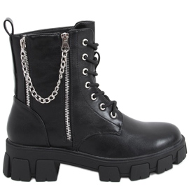 Bottines avec chaîne Eline Black noir