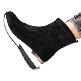 Goodin Bottes compensées en cuir le noir
