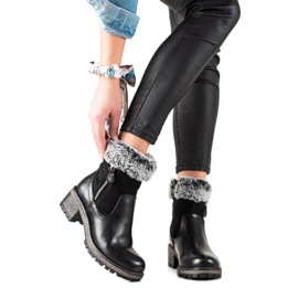 Goodin Bottes décontractées avec fourrure noir