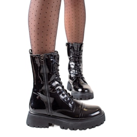 Filippo Bottines laquées le noir