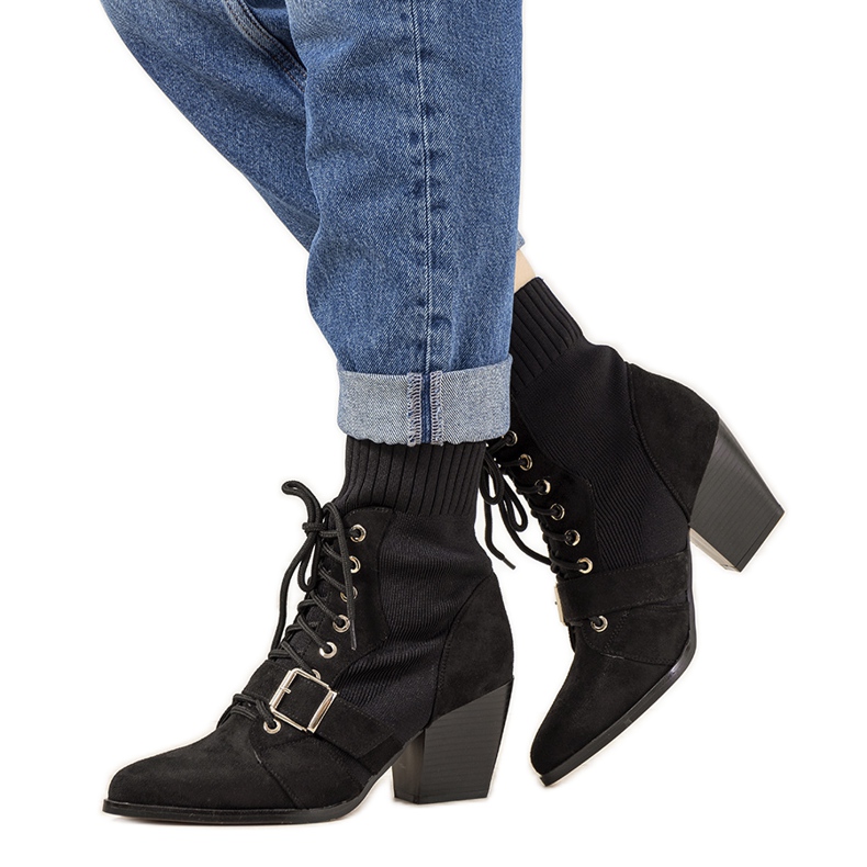 Bottines chaussettes noires pour femmes d'Arenas le noir Bottines chaussettes noires pour femmes d'Arenas le noir