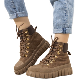 Bottines à lacets isolées marron pour femmes de Calabresi brun