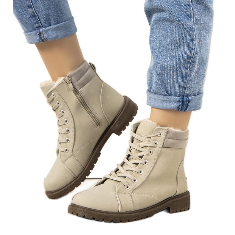 Bottines isolées grises femme Lamy beige