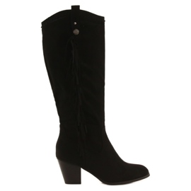 Bottines chaudes noires à rayures Voisine le noir