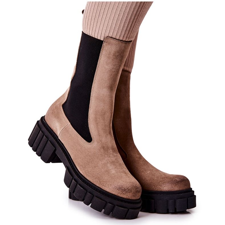 Bottes en cuir Workers Laura Messi Beige foncé 2421 brun