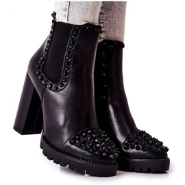 FJ1 Bottes À Talons Hauts Avec Strass Noir Lisana le noir