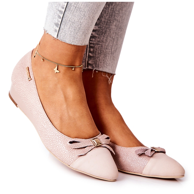 Escarpins compensés en cuir Monnari 0590-M04 Rose clair