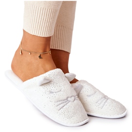Chaussons chaton brillant avec oreilles Kaisy blanches