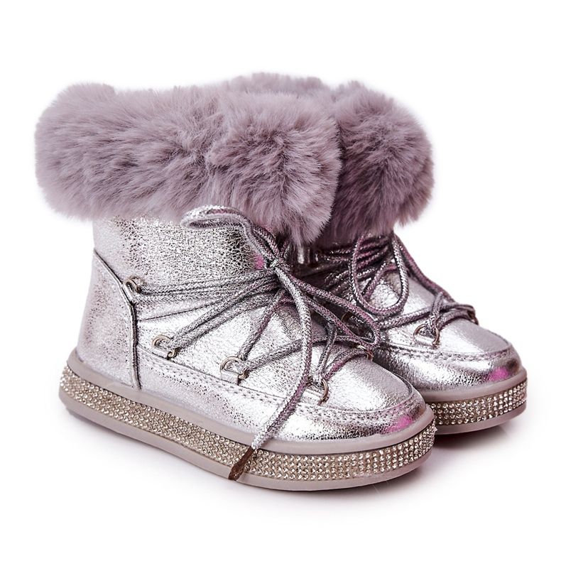 FR1 Bottes de Neige Enfant Fourrure Silver Grandis argent
