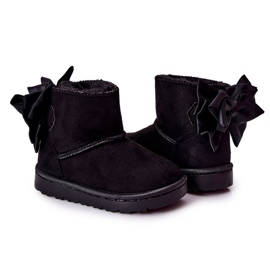 FR1 Bottes de neige chaudes pour enfants avec un nœud noir Snowis