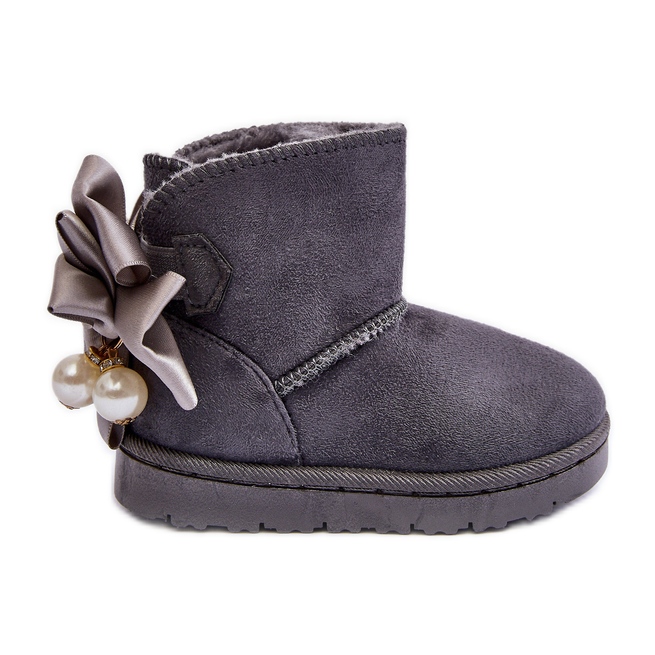 Bottes de neige chaudes pour enfants avec un nœud snowis gris