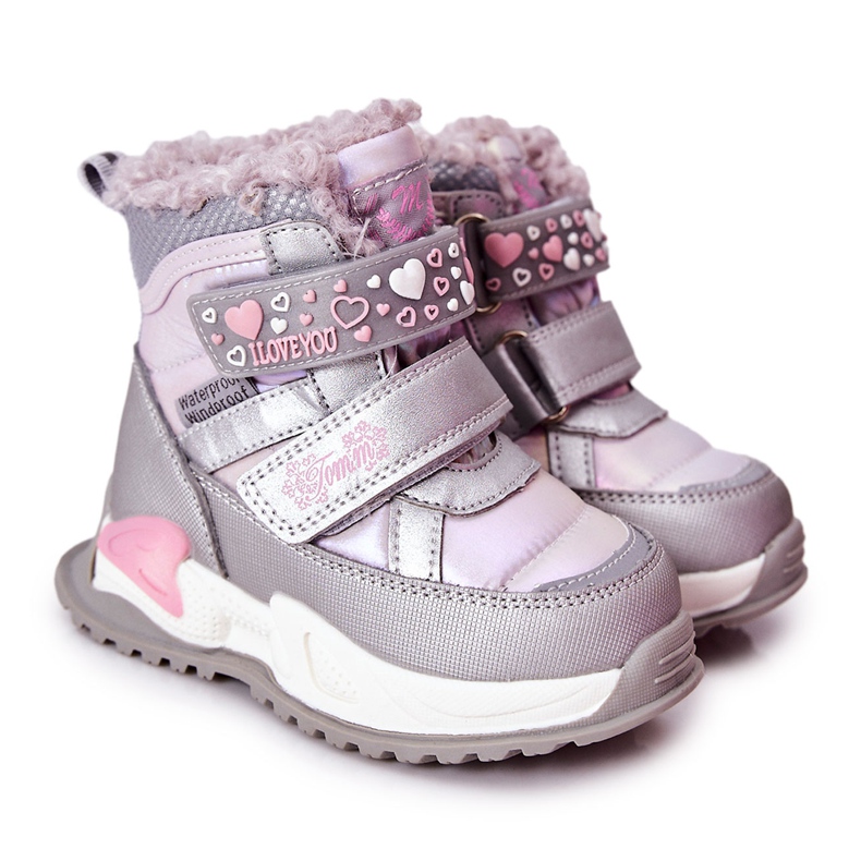 PJ2 Bottes de neige chaudes pour enfants Silver-Rose Chilly violet argent PJ2 Bottes de neige chaudes pour enfants Silver-Rose Chilly violet argent
