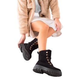 TRENDI Bottes en daim noir