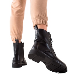 Ideal Shoes Trappeurs ouvriers classiques noir