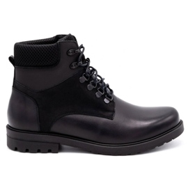 Olivier Bottes d'hiver en cuir pour hommes 7002KB noir le noir