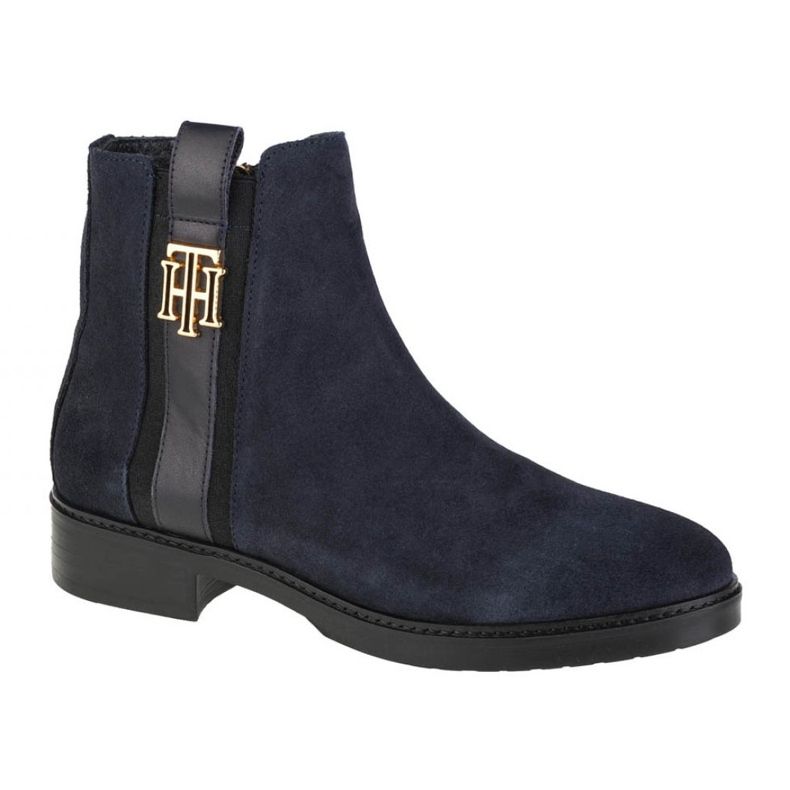 Tommy Hilfiger Interlock Suede Flat Boot W FW0FW05184-DW5 bleu marin