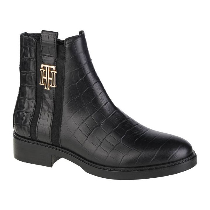 Tommy Hilfiger Croco Look Bottines plates habillées W FW0FW05348-BDS le noir