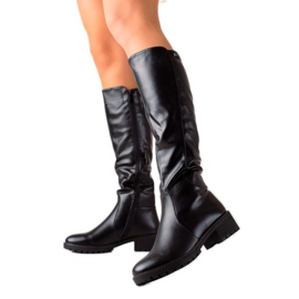 Gogo Bottes élégantes en cuir écologique noir