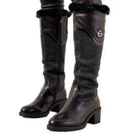 Bottes noires avec fourrure de Vicenza le noir