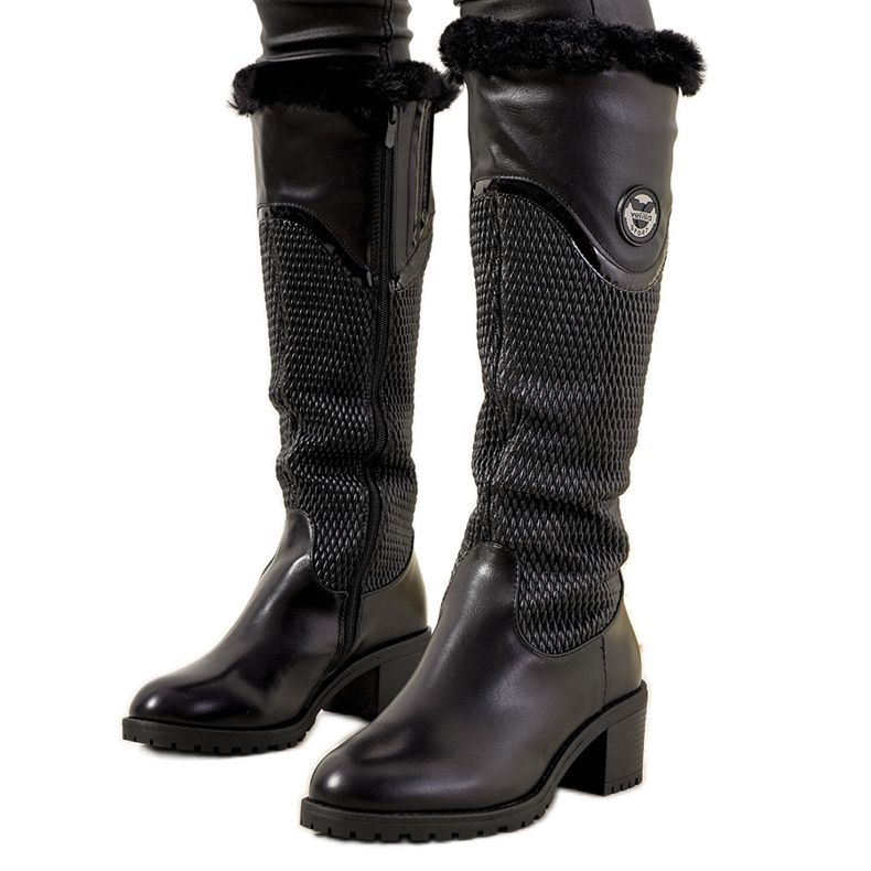 Bottes noires avec fourrure de Vicenza le noir