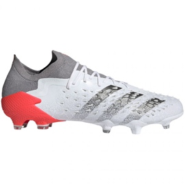 Chaussures de foot Adidas Predator Freak.1 Fg LM FY6263 blanc, blanc, gris/argent blanc