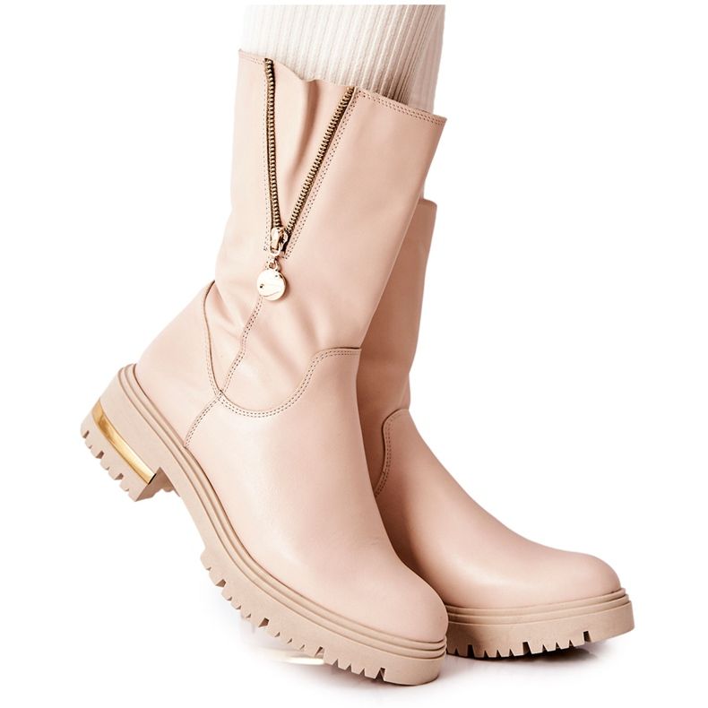 PA2 Bottines chaudes en cuir Bottines Florency beiges