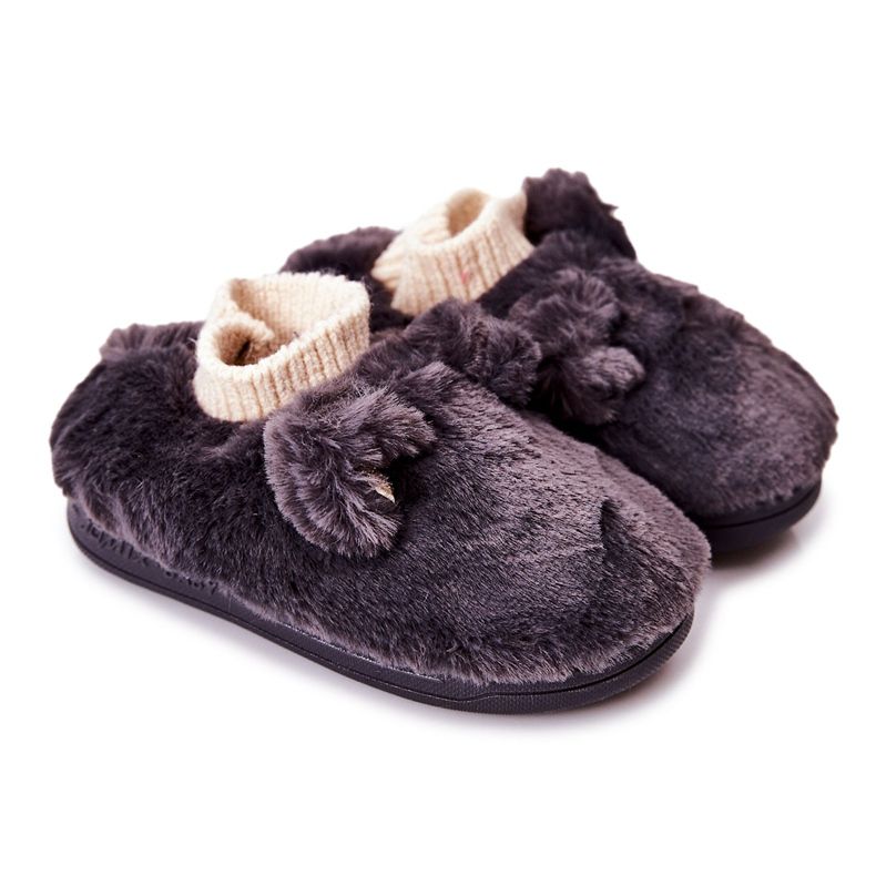 Chaussons Chauds Avec Côtes Dessi Gris Foncé Chaussons Chauds Avec Côtes Dessi Gris Foncé
