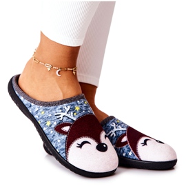 Chaussons Chauds Taffy Bleu Renne