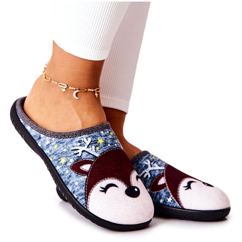 Chaussons Chauds Taffy Bleu Renne