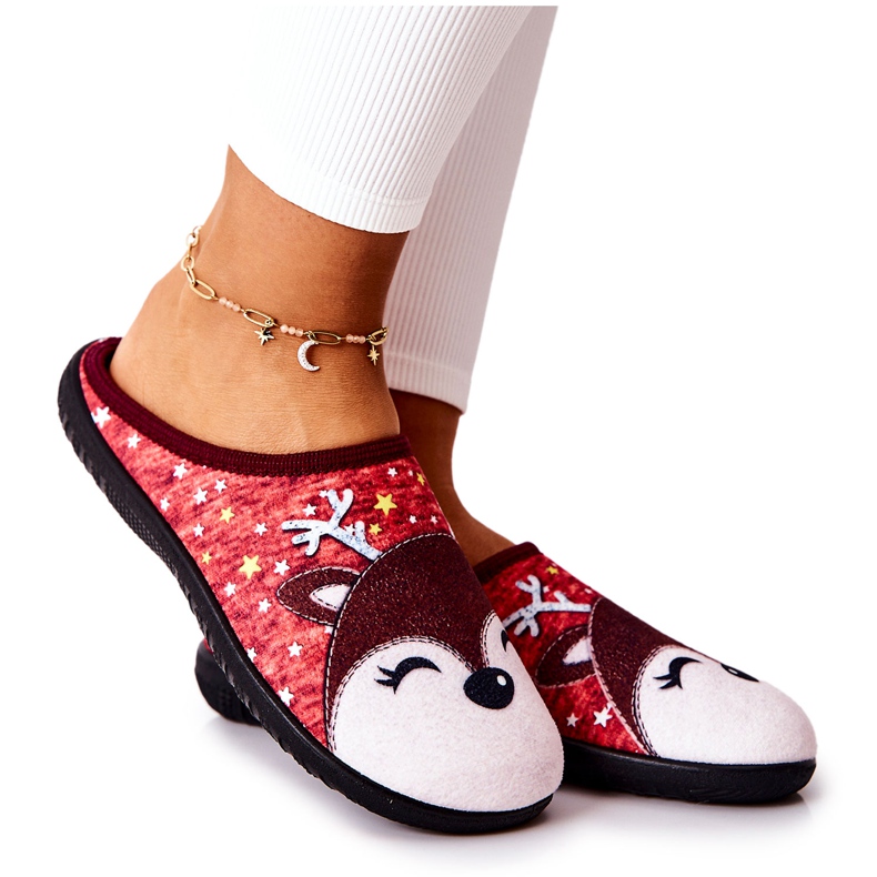 WJ1 Chaussons chauds renne Taffy rouge multicolore WJ1 Chaussons chauds renne Taffy rouge multicolore