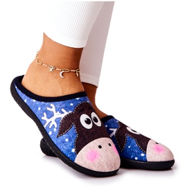 Chaussons chauds Motif renne Bleu Elodie