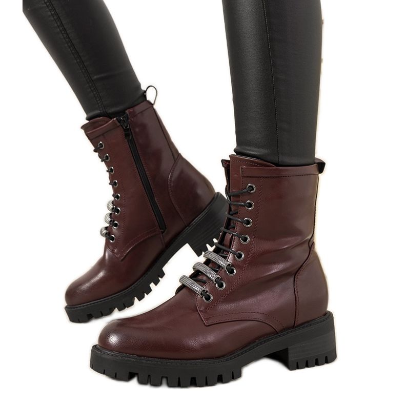 Bottines isolées marron Valdez bordeaux