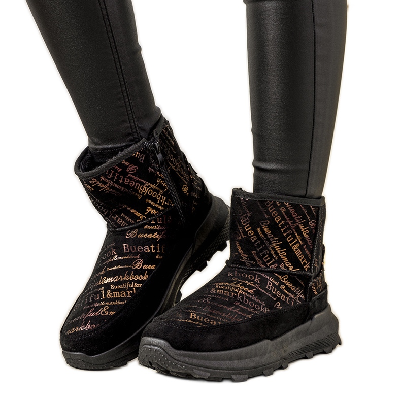 Bottes de neige femme Crescent noires et dorées le noir