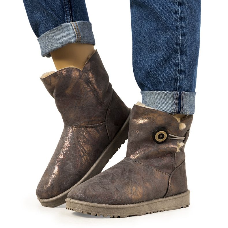 Bottes de neige pour femmes grises et dorées de Kanga d'or