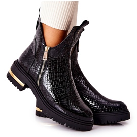 PA2 Bottes noires à motif crocodile découpé Crolisia noir