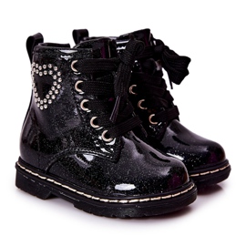 WT1 Chaussons Enfant Noir Brillant Laqué